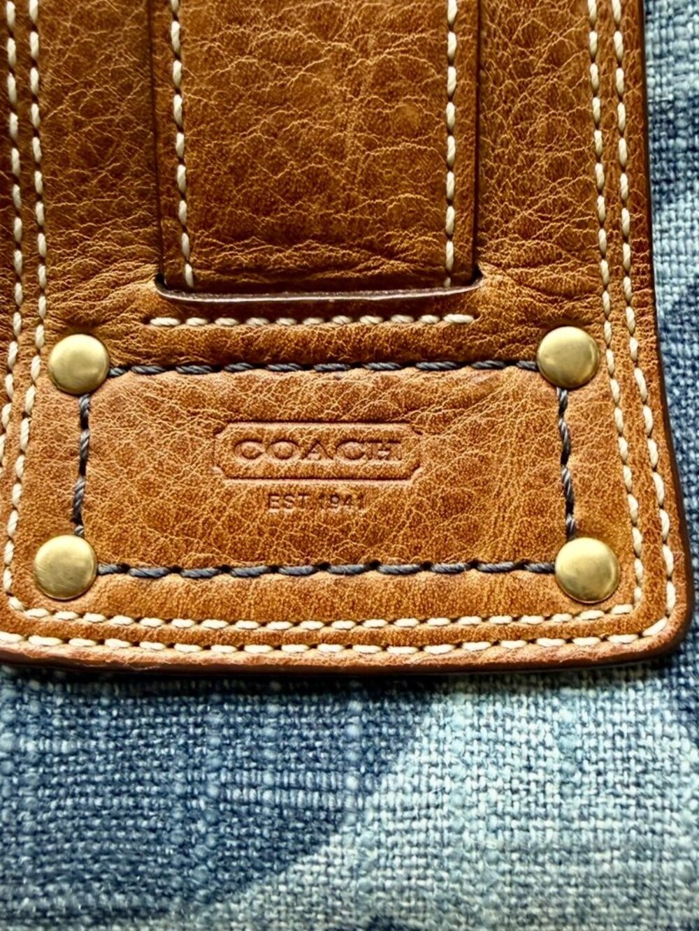Coach Blue Denim Jumbo Signature Legacy Mandy Satchel Bag 10827 - Picture 10 of 14